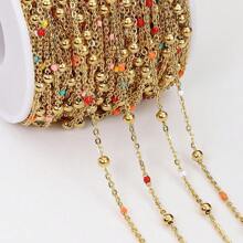 1 Meter Stylish Stainless Steel Enamel Dripping Lip Chain Beads Chain, Handmade Crafting Material For Bracelets, Necklaces, DIY Jewelry