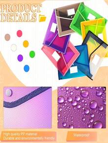 1pc A4 Plastic File Folders,Envelope Expanding File Wallet Organizer With Snap Closure And Pocket Waterproof Transparent Document Bag Suitable For School Office Home (Pink) - Pink - View 4