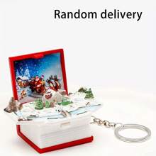 1/2/8pcs 3D Folding Magic Book Mini Keychain, Decompression Creative Keyring, Random Pattern Christmas & Halloween Small Gift Car Accessories Bag Charm School Letter