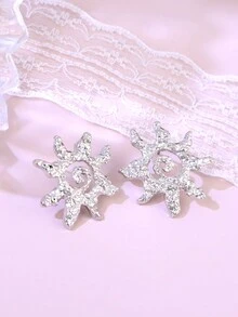 1件装 时尚优雅的日月镂空几何耳环，简约时尚女士饰品