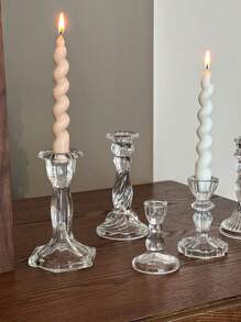 1 件/套人造透明玻璃四季通用烛台，彩色多形状玻璃烛台，适用于户外庭院装饰、办公桌面装饰、香薰蜡烛杯、烛光晚餐、房间氛围、婚礼、万圣节、派对、婚礼、家庭聚会、聚会、告白和餐桌装饰 - 無色 - 查看 2