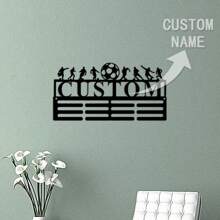 1 pieza Soporte personalizado para medallas de futbol femenino, Perchero personalizado para medallas de jugadora de futbol con nombre, 12 peldaños para medallas y cintas, Exhibidor de medallas de premio de futbol - Multicolor - Ver 3