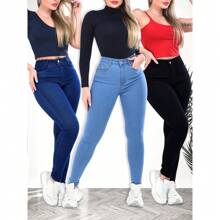Kit 3 Women's Jeans Skinny Premium Lycra, Very Stretchy, High Waist, Elastane, Butt Lift, New With Pockets - Nhiều màu - Xem 1