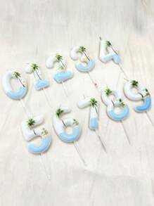 1pc Hawaiian Beach Coconut Tree Themed 0-9 Number Candles For Holiday, Birthday, Anniversary Party Cake Decoration,Christmas