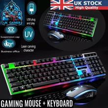 LED Gaming Keyboard Mouse Mechanical Wired USB For PC Laptop Pad PS4 Xbox One - Black - View 1