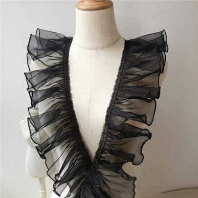 10cm/3.94in Wide Pleated Ruffle Organza Lace Trim Fabric Sewing Supplies