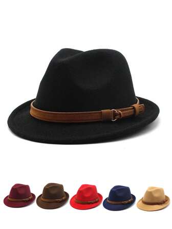 1pc Women's Derby Hat With 2 Feather Decor, British Style Felt Fascinator Hat For Casual And Holiday Wear