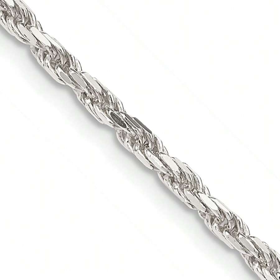 Sterling Silver 2.5mm Diamond-Cut Rope Chain Necklace 36" - White - View 1