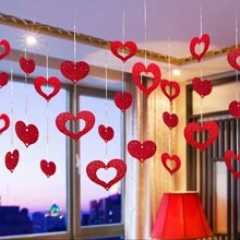 100 PCS Balloon Heart-Shaped Sequin Rain Silk Pendant Decorations, Valentine's Day, Wedding, Birthday Party Scene Decorations, Home Decoration Theme Party Decorations - Multicolor - View 3