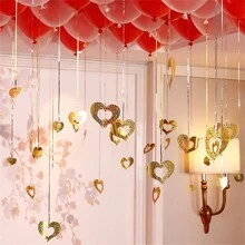 100 PCS Balloon Heart-Shaped Sequin Rain Silk Pendant Decorations, Valentine's Day, Wedding, Birthday Party Scene Decorations, Home Decoration Theme Party Decorations - Multicolor - View 6