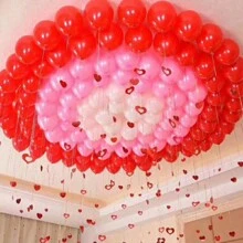 100 PCS Balloon Heart-Shaped Sequin Rain Silk Pendant Decorations, Valentine's Day, Wedding, Birthday Party Scene Decorations, Home Decoration Theme Party Decorations - Multicolor - View 5