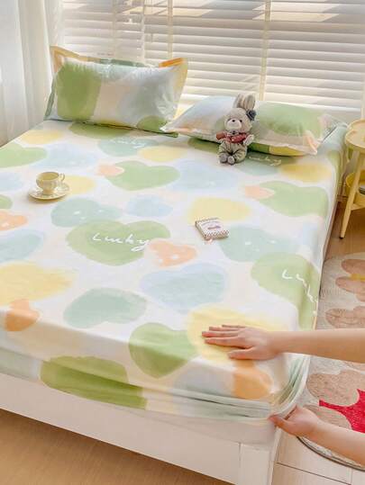 3pcs 2024 New Skin-Friendly Printed Aloe Washed Bedsheet Set (1pc Bedsheet + 2pcs Pillowcases), 360-Degree Fit, No Optical Brighteners, Breathable, Moisture-Wicking, Soft, Fade-Resistant, Antibacterial, Thick & Warm Bedding Set, Suitable For Bedroom, Guest Room, Dormitory, Children's Room, Year-Round Use