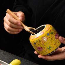 1 Piece Enamel Ceramic Tea Canister Coffee Can Candy Storage Jar Portable Sealed Teapot Purple Clay Travel Tea Box Back To School