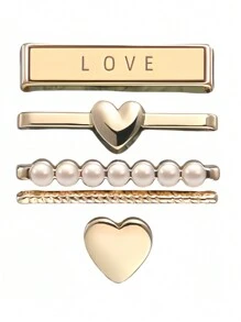 5 件金属吊坠装饰环，兼容 表带，LOVE 钻石水钻饰品，智能手表硅胶表带配件，时尚手链（不含手表和表带），兼容三星 Galaxy Watch - 金色 - 查看 12