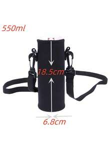 420/550/750/1000/1500毫升水瓶保温套，带肩带，适合餐厅和旅行 - 黑色 - 查看 5