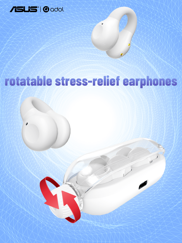 ASUS Casque d'écoute sans fil de nouveau style de sport clipsable Asus, longue durée de vie de la batterie, casque antibruit, rotatif et anti-tension