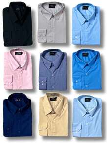 KIT 09 Pieces - Slim Long Sleeve Dress Shirt And Premium Linen Type Dress Shirt - 沒有白色和酒紅色 - 查看 3