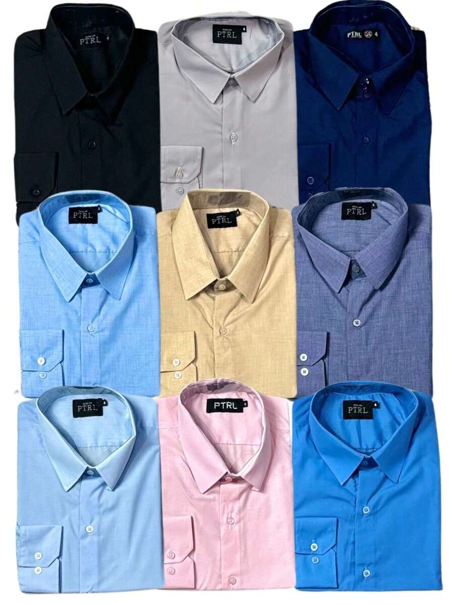 KIT 09 Pieces - Slim Long Sleeve Dress Shirt And Premium Linen Type Dress Shirt - 沒有白色和酒紅色 - 查看 1
