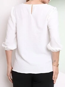MARILYN MONNA Women's Blouse Tailored Simplicity Elegant Social Basic Crepe 3/4 Sleeve Princess Tamires - 白色 - 查看 2
