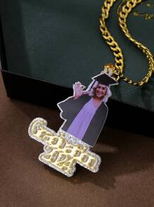 Vòng cổ acrylic khắc hình ảnh đầy màu sắc tùy chỉnh, Vòng cổ tốt nghiệp thời trang với dây chuyền 5 mm bằng thép không gỉ và acrylic đầy màu sắc, Mặt dây chuyền bảng chữ cái, Món quà tựu trường hoàn hảo cho trẻ em của bạn bè - vàng - Xem 5