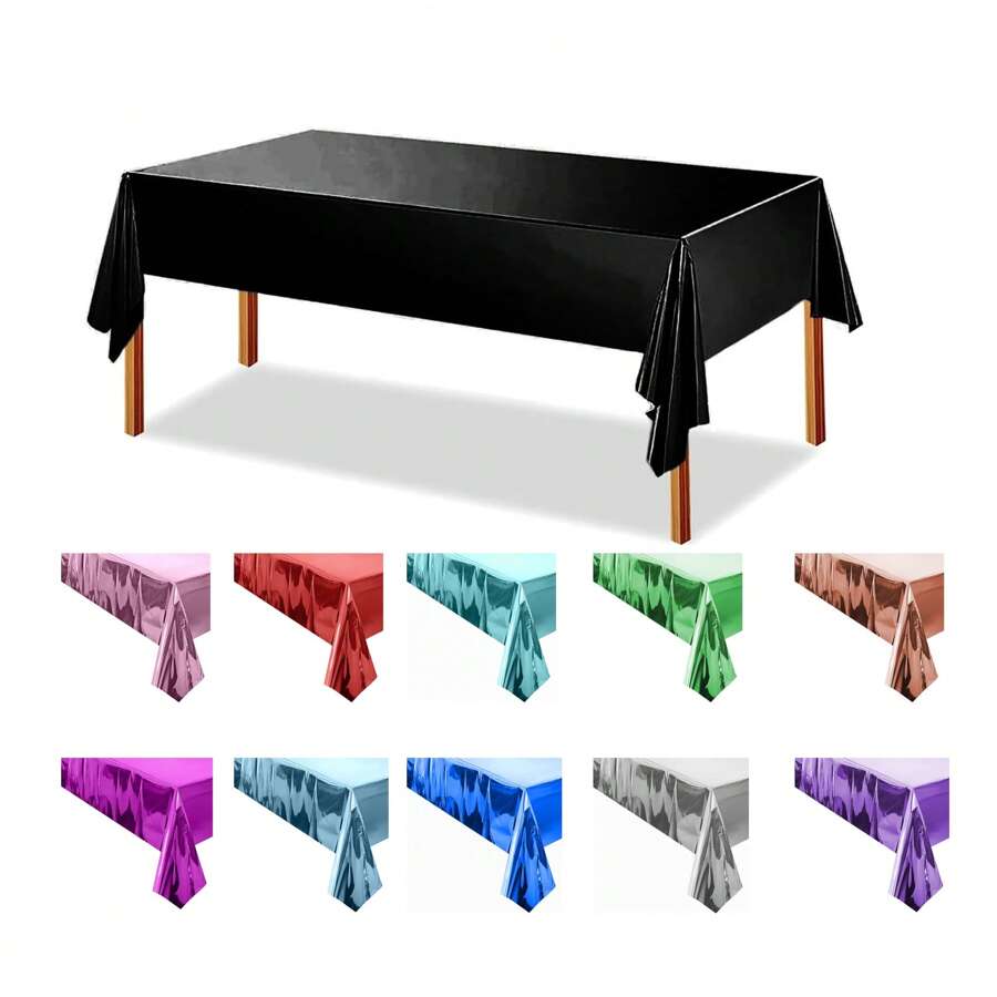 5pcs/Pack Disposable Rectangle PE Solid Color Tablecloths, 137cm X 274cm, Waterproof Grease-Proof Tableware For Birthday Party Decor - 54*108inch - View 1