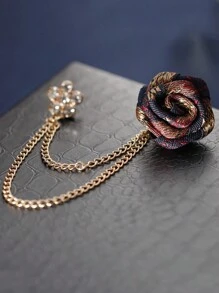 1 件“男士玫瑰胸针 - 高级缎面和金色复古翻领花朵别针，适合西装，可调节 CZ 宝石礼服配饰（婚礼/圣诞礼物）”​​学校 Kpop 包背包教师用品包饰可爱办公室配饰衬衫夹克珠宝万圣节秋冬配饰，适合青少年、青年、男士、休闲、户外、运动、度假、毕业礼物、生日、日常穿着衣服别针有趣的教师礼物