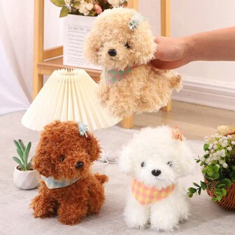 1pc 9in/23cm Small Dog Plush Doll Lifelike Stuffed Animal Doll, Candy Dog Teddy, Wedding/Birthday/Thanksgiving/Christmas Gift