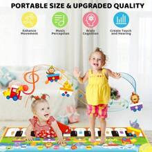 Tapis de piano musical pour enfants, tapis de danse au sol avec 10 chansons, 8 sons d'animaux, 5 modes. Couverture de clavier pour enfants, tapis de jeu musical tactile, jouet d'éducation musicale précoce, cadeau pour les tout-petits filles et garçons