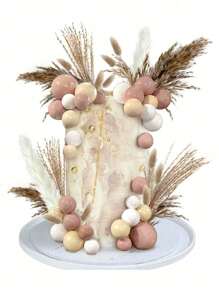 50 件波西米亚风格蛋糕装饰迷你球蛋糕装饰，适合波西米亚风格家庭婚礼母亲节洗礼生日派对优雅浪漫蛋糕装饰（白色卡其色浅棕色），圣诞节 - 卡其棕 - 查看 6