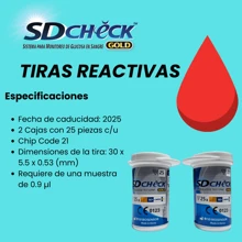 50 Tiras reactivas para glucómetro SD-CHECK - Azul - Ver 2
