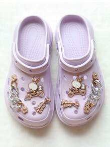 6 chiếc Chuỗi sáng bóng hình thỏ Giày Phụ kiện trang trí Giày thạch Charm (Không phải Nút trang trí lắp một mảnh) - Vàng - Xem 1