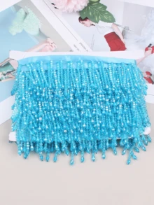 手工制作亚克力流苏珠子多色蕾丝边 DIY 婚纱窗帘配件 - 淺藍色 - 查看 9