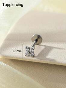 Toppiercing 1pc G23 Titanium Piercing Jewelry Cubic Zirconia Flower Push Pin Threadless Flat Back Cartilage Helix Lobe Earring Stud Labret Lip Nail For Women Valentines,Mom,Mother,Mother's Day,Gift - 1pc - View 10