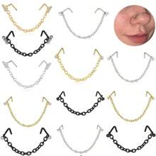 SENLANSP 1 Vòng thép không gỉ CZ Mũi Có Dây chuyền, Trang sức xỏ khuyên mũi đôi dành cho nữ - Nhiều màu - Xem 1