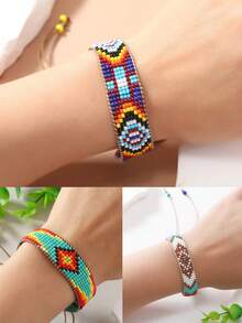 1 Stück handgefertigtes Armband im Boho-Stil mit bunten Perlen, elegantes Accessoire für Damen, ideales Geschenk für Liebe, geeignet für Alltag, Büro und Feste - Handgewebtes Armband - Übersicht 13