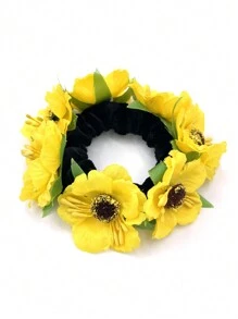 波西米亚纯色仿布雏菊花发带，弹力发带，适合发髻、马尾发夹