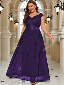 Vestido de fiesta largo y formal con cuello de corazón, inserciones de lentejuelas y encaje contrastante de tul, elegante vestido para fiesta de graduación, baile de graduación, cena, boda
