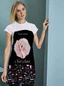 1pc Customized Text/Name Linen Apron, Fashion Illustration Prints, Sleeveless Cooking Apron For DIY Cosmetics, Home Cleaning, Kitchen Cooking, Baking, Gardening, Breathable, Lightweight, Washable, Funny, Cute, Love, Comfortable, Custom, Unique, Personalized, Gifts For Her Him, Ideal Gifts For Boyfriend, Ideal Gifts For Girlfriend, Gifts For Family, Him, Her, Boyfriend, Girlfriend, Dad, Family, Mom, Friends, For Anniversaries, For Graduation, For Housewarming, For Weddings, For Birthdays, Car, Sofa, Tea Room, Living Room,Customized Aprons,Warm Ambience