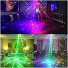 DJ-discolicht feestlamp met laser en LED, 21 LED RGB-licht, geluidsregeling, stroboscoop, zelfrijdende en DMX-effectspot voor feest, familiereünie, bar, nachtclub, KTV liveshow, verjaardag
