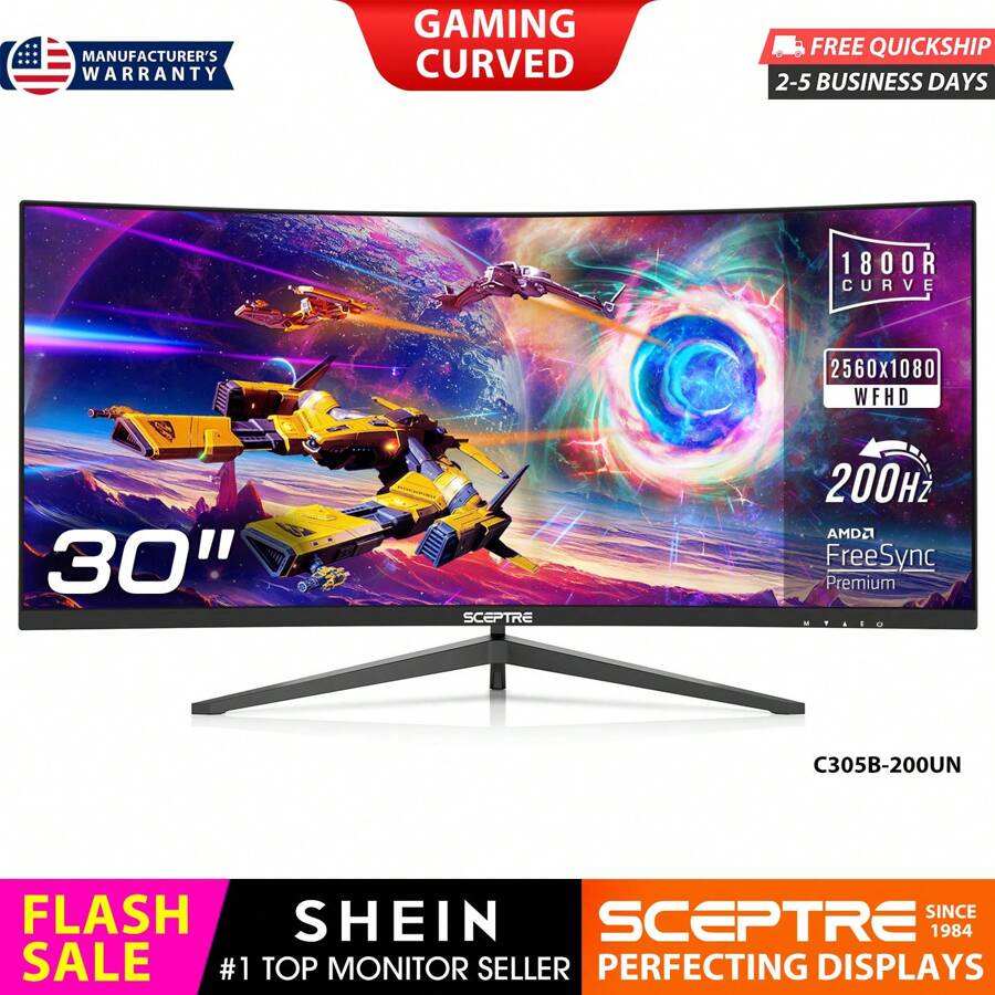 30" Cong Chơi game Giám sát 21 : 9 Rộng HDMI Đến Được xây dựng trong Diễn giả , Kim loại Đen ( Loạt ) - màu đen - Xem 1