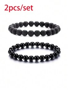 2/4 件 8 毫米虎眼石磨砂石火山石黑玻璃手链串珠套装高端大气男女工艺珠宝制作串珠 DIY 材料 - 彩色 - 查看 17