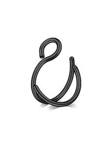 Stainless Steel Seven Color Classic Double Layered Asymmetrical Fish Hook Nose Ring Minimalist Combination - C-shaped Nose Ring - View 9