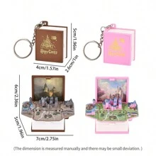 1/2/8pcs 3D Folding Magic Book Mini Keychain, Decompression Creative Keyring, Random Pattern Christmas & Halloween Small Gift Car Accessories Bag Charm School Letter