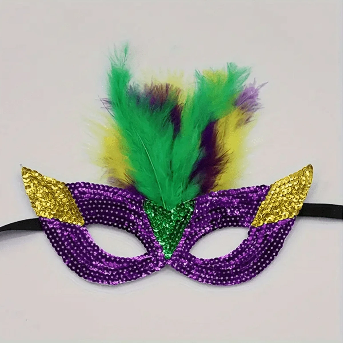 1 Pc, Carnival Mask, Halloween Feather Mask, Carnival Parade Masquerade Ball Party Blindfold, Carnival Photo Props, Cool Stuff, Festive Decorations (Handmade) (Some Accessories Are Random In Color), Christmas - Multicolor - View 1