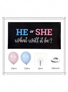 1set Gender Reveal Balloon Drop Bag | He Or She, What Will It Be?Baby Shower Family Decorations Gifts