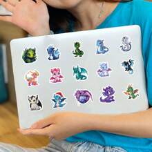 50 Stück/Packung Drachen Mythologie Tier Doodle Aufkleber, süße Cartoon lustige ästhetische Aufkleber Pack für Instrumentenzubehör, Gitarre, Scrapbooking, selbstklebende Papeterie, Karten, Umschläge, Geschenke, Teenager Party Zubehör, Belohnungen, Motivationsaufkleber, Kartenaufkleber, süße Aufkleber - Weiss - Übersicht 5
