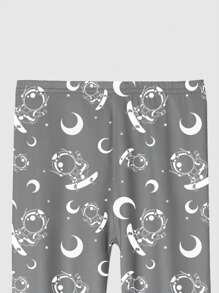 2 件装 Tween Boys 宇航员滑板印花贴身长袖上衣和裤子睡衣套装 - 彩色 - 查看 5