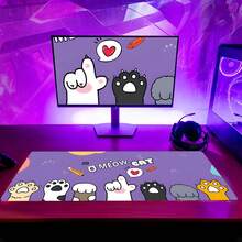 FoBianJie Tấm lót chuột hình chú mèo cưng dễ thương Tấm lót chuột để bàn 31,5 X 11,8in cho bàn phím, Tấm lót chuột trò chơi 3D cho phòng khách phòng ngủ, Trang trí nhà cho người chơi trò chơi, Tấm lót chuột quà tặng có đế cao su chống trượt, Tấm lót chuột Bàn phím cho chuột - Chân mèo dễ thương - Xem 4