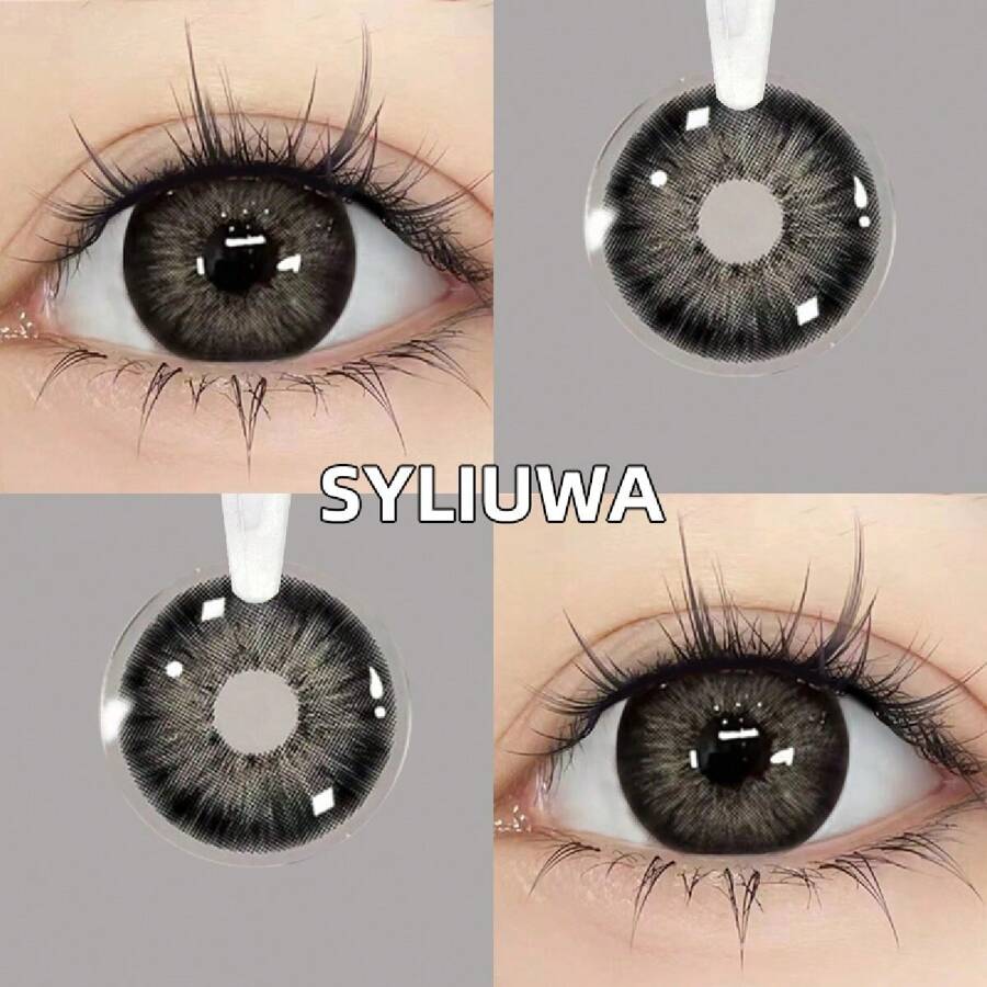 1 Pair Black Soft Disposable Cosmetic Contact Lenses, 1 Year Lifespan, Suitable For Daily Use And Carrying Halloween Costume Cosplay - Black - View 1