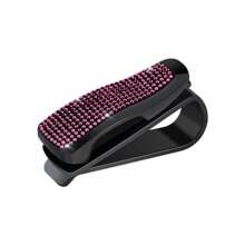 1pc Bling Rhinestone Car Sun Visor Clip, Glasses Card Holder, Car Interior Sunglasses Clip